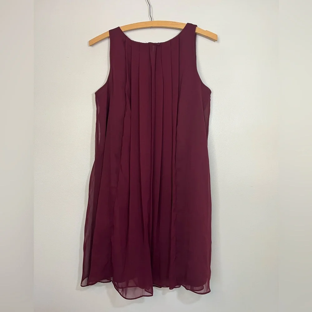 Ralph Lauren Girl’s Pleated Burgundy Sleeveless Chiffon Dress Size 16